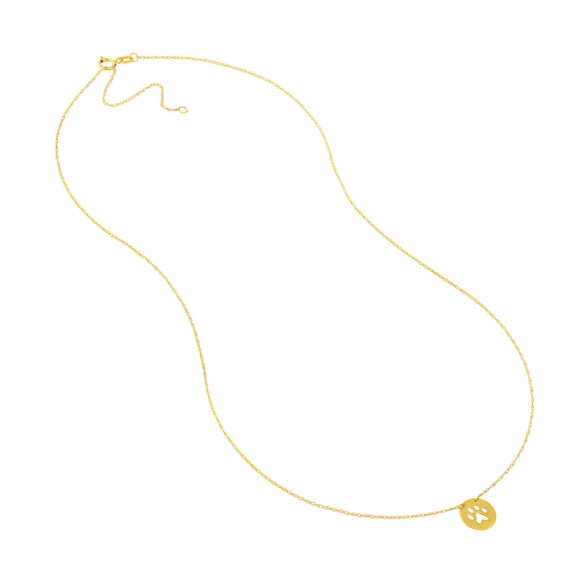 14K Yellow Gold Paw Print Pendant Necklace - Queen May