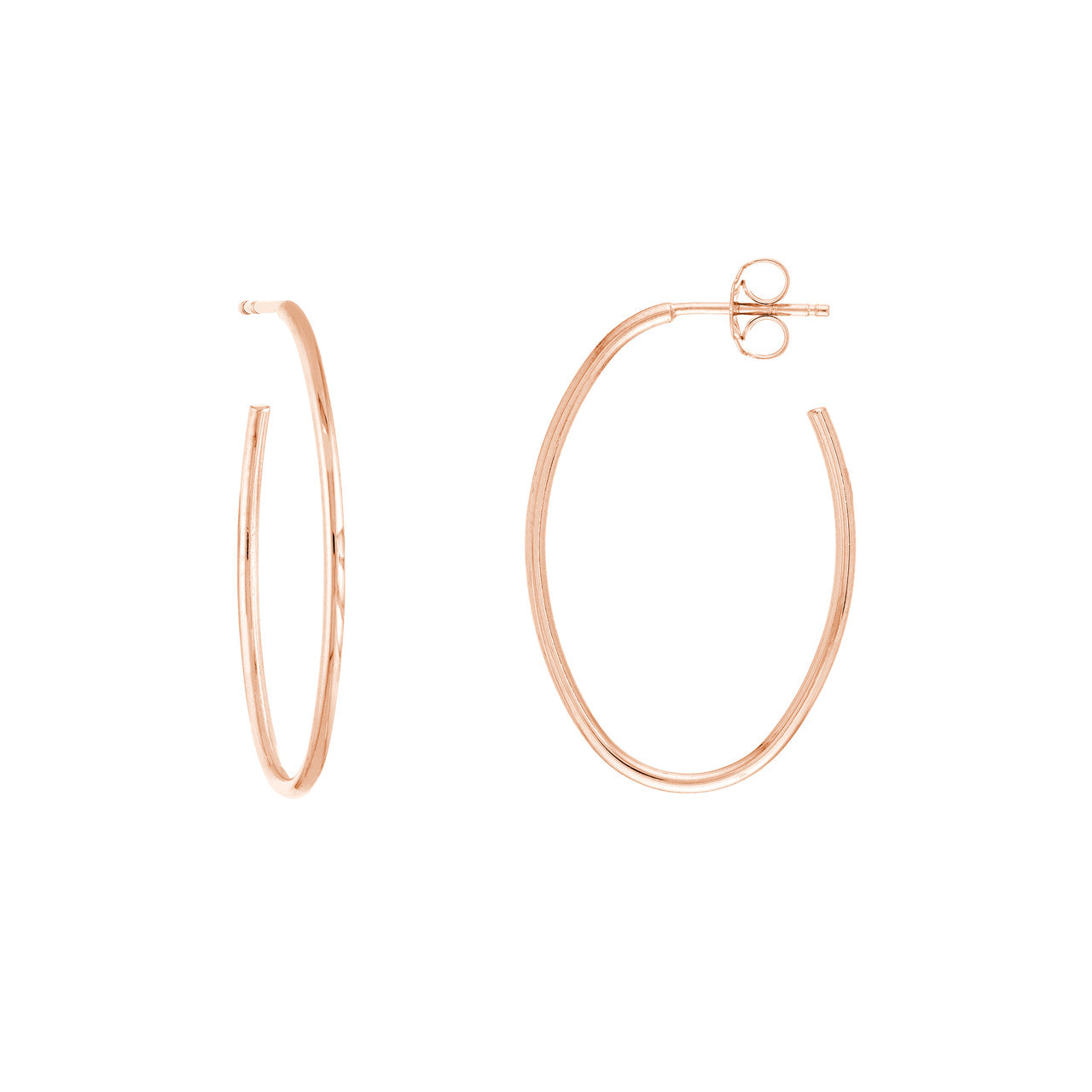 14K Gold Oval Open Hoop Earrings - Queen May