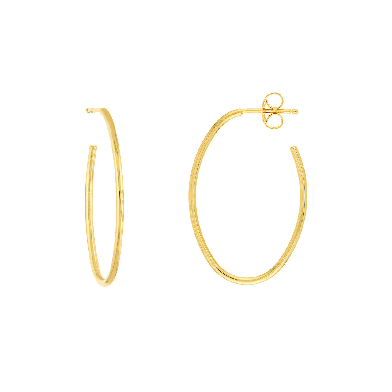 14K Gold Oval Open Hoop Earrings - Queen May
