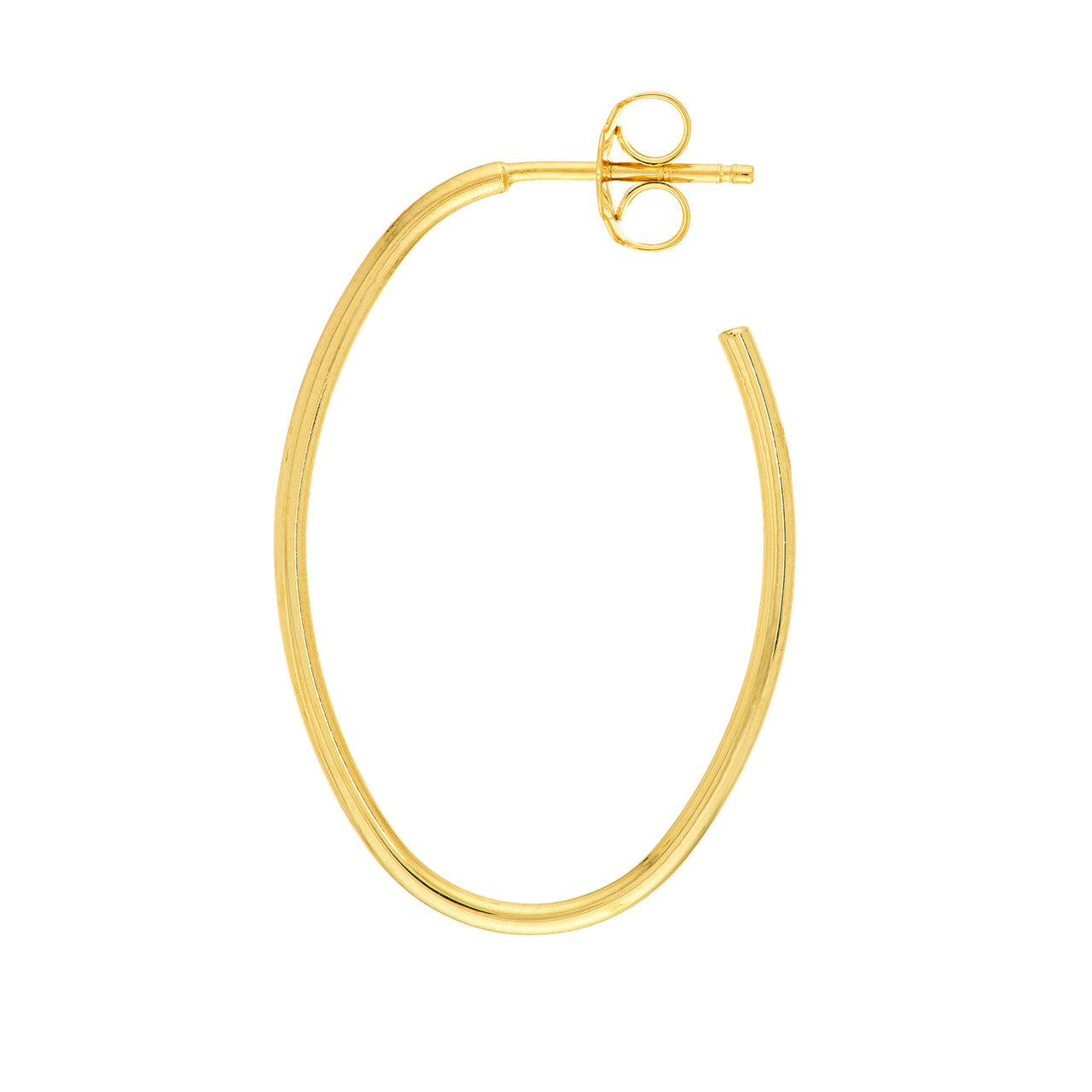 14K Gold Oval Open Hoop Earrings - Queen May