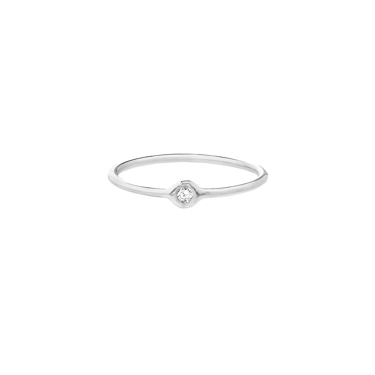 14K White, Yellow or Rose Gold Bezel Diamond Ring - Queen May