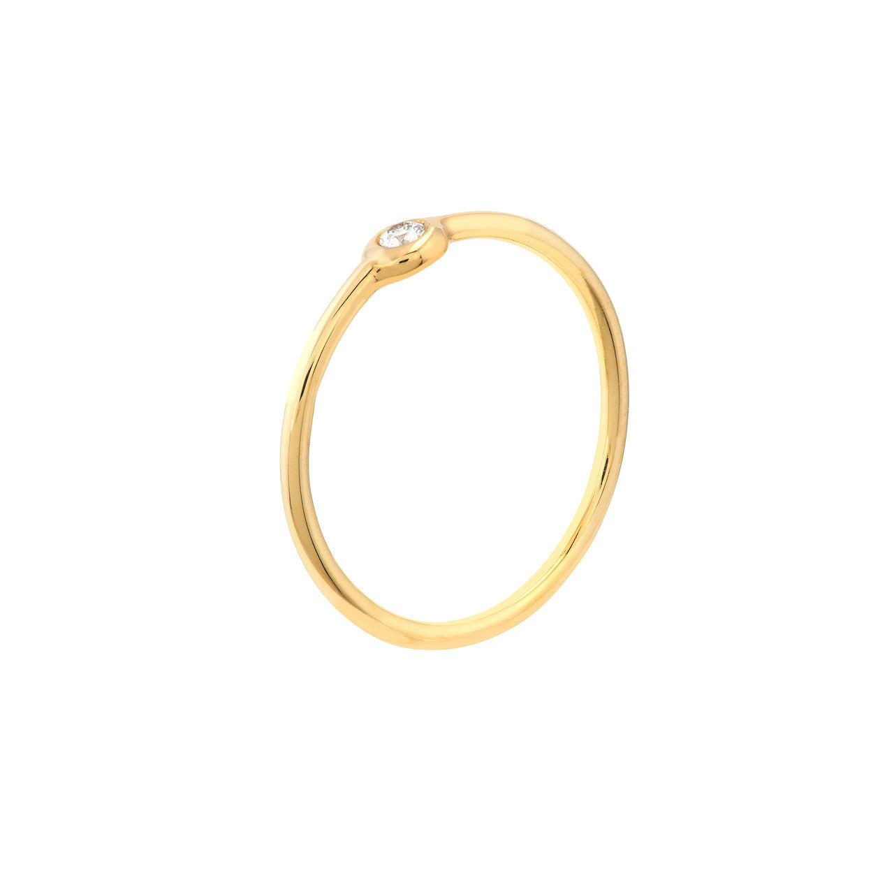 14K White, Yellow or Rose Gold Bezel Diamond Ring - Queen May