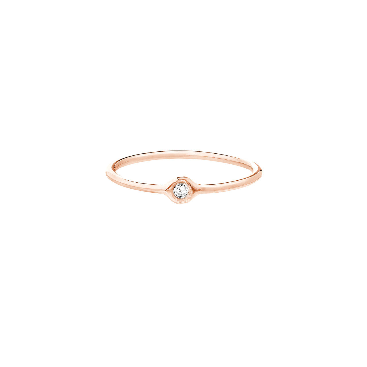 14K White, Yellow or Rose Gold Bezel Diamond Ring - Queen May