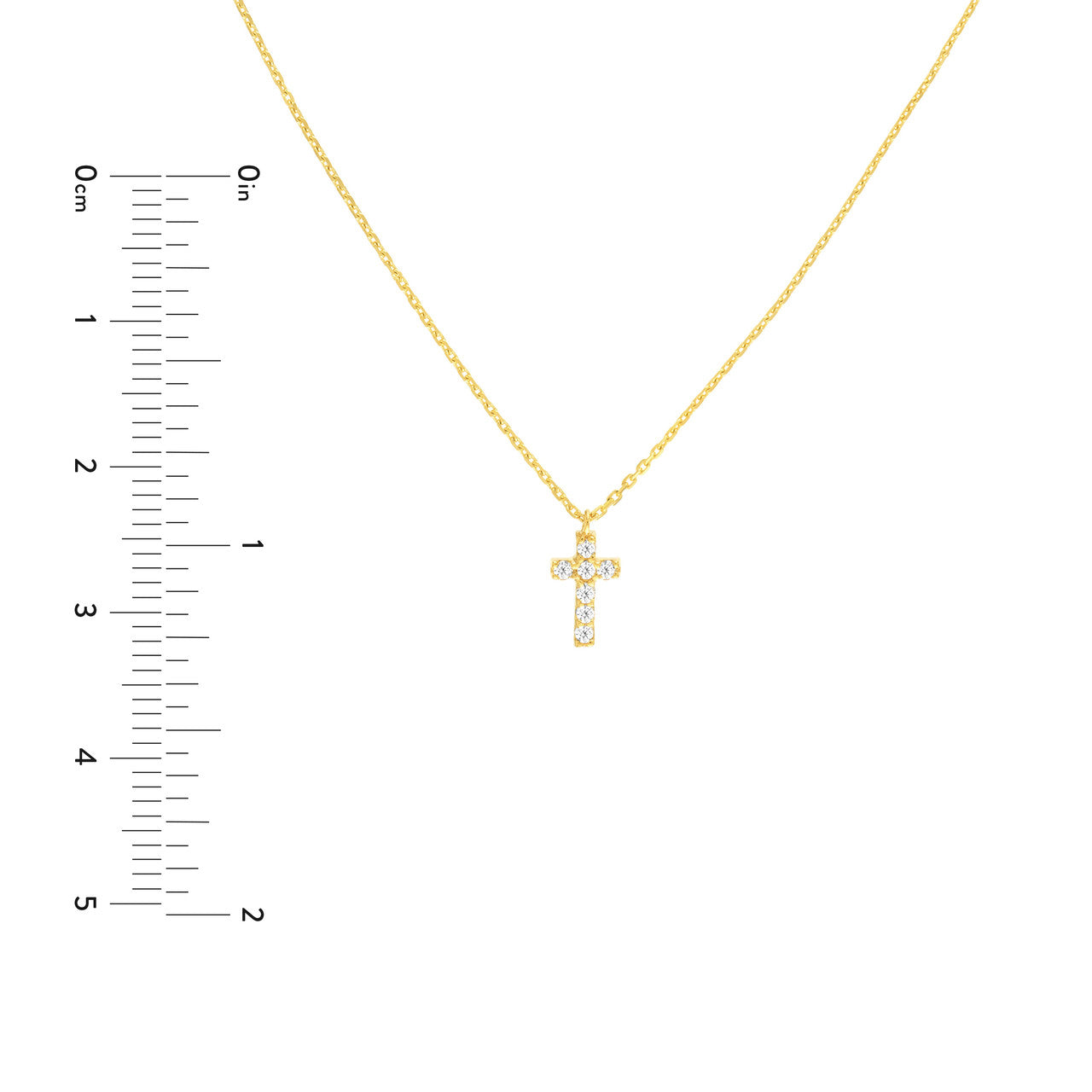 14K Gold Mini Diamond Cross Pendant Necklace - Queen May
