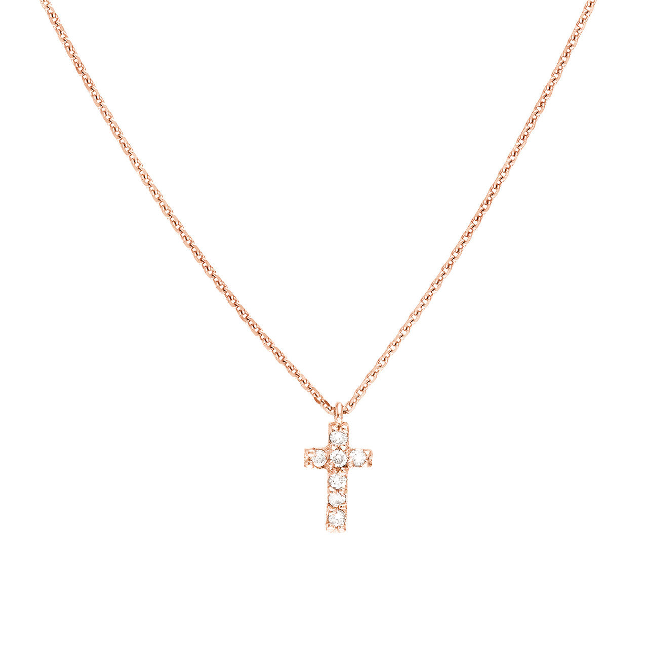 14K Gold Mini Diamond Cross Pendant Necklace - Queen May