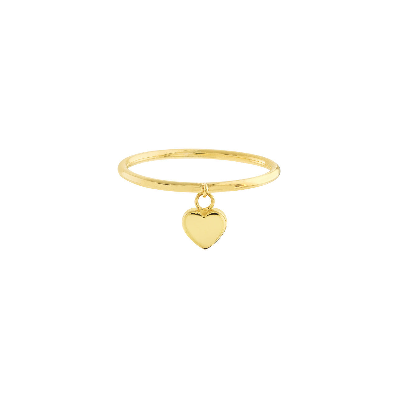 14K Yellow Gold Dangle Heart Wire Ring - Queen May