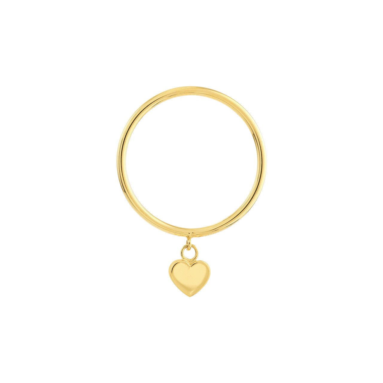 14K Yellow Gold Dangle Heart Wire Ring - Queen May