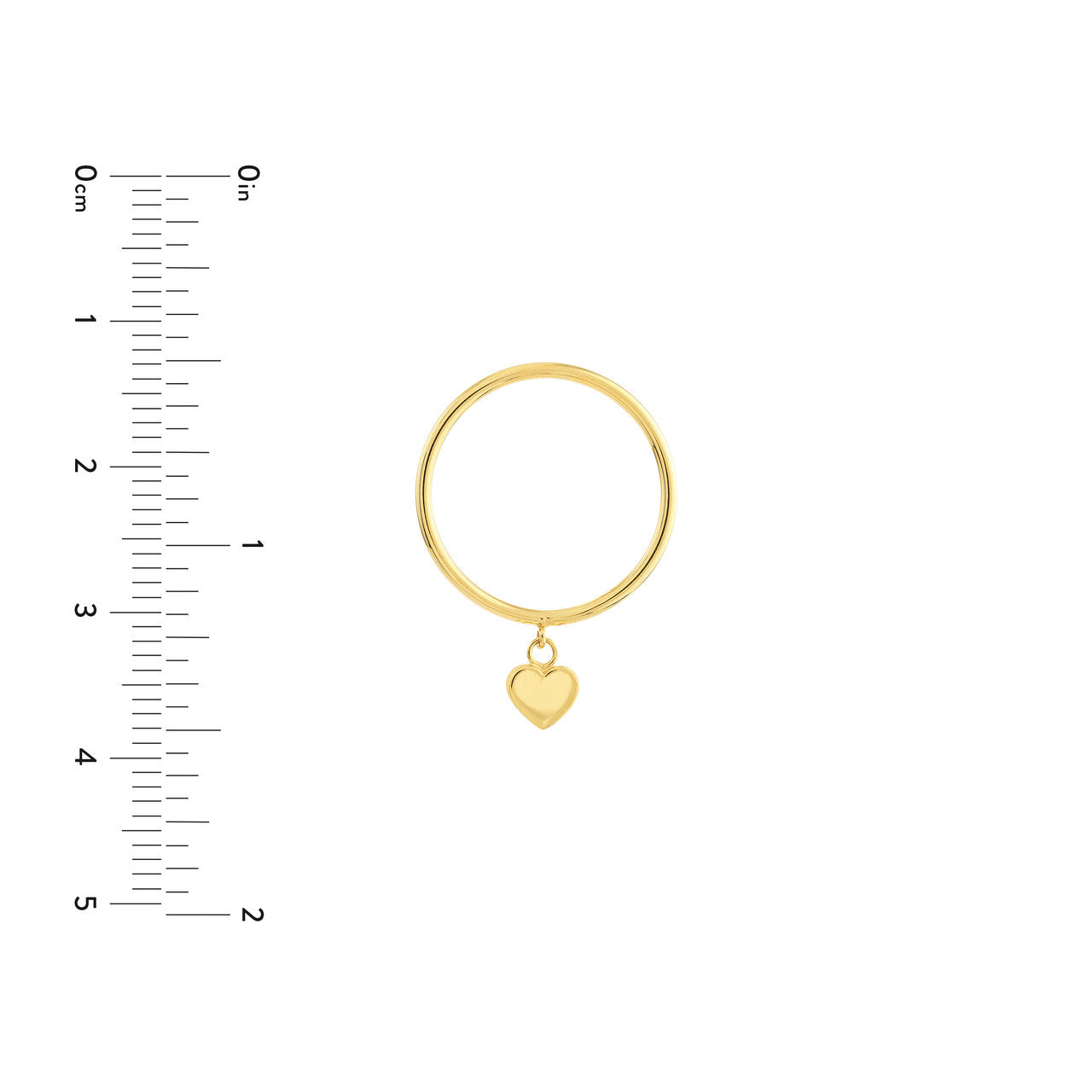 14K Yellow Gold Dangle Heart Wire Ring - Queen May
