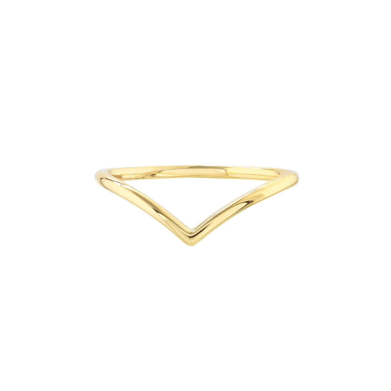 14K Gold V-Shape Contour Stackable Ring - Queen May