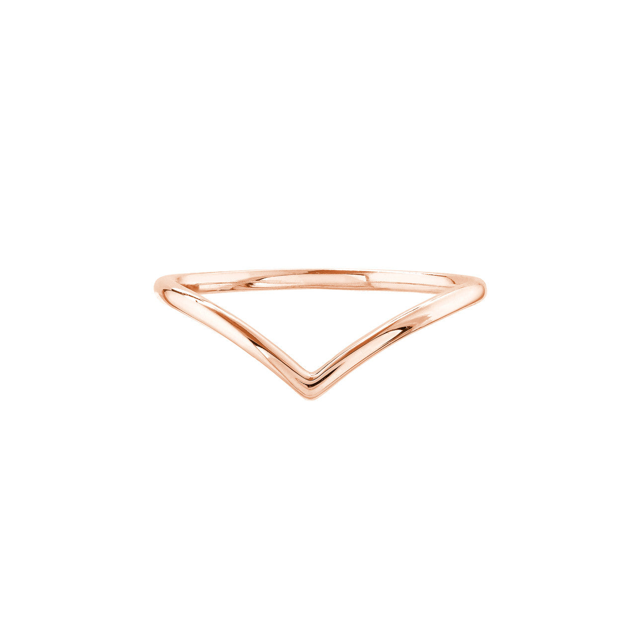 14K Gold V-Shape Contour Stackable Ring - Queen May
