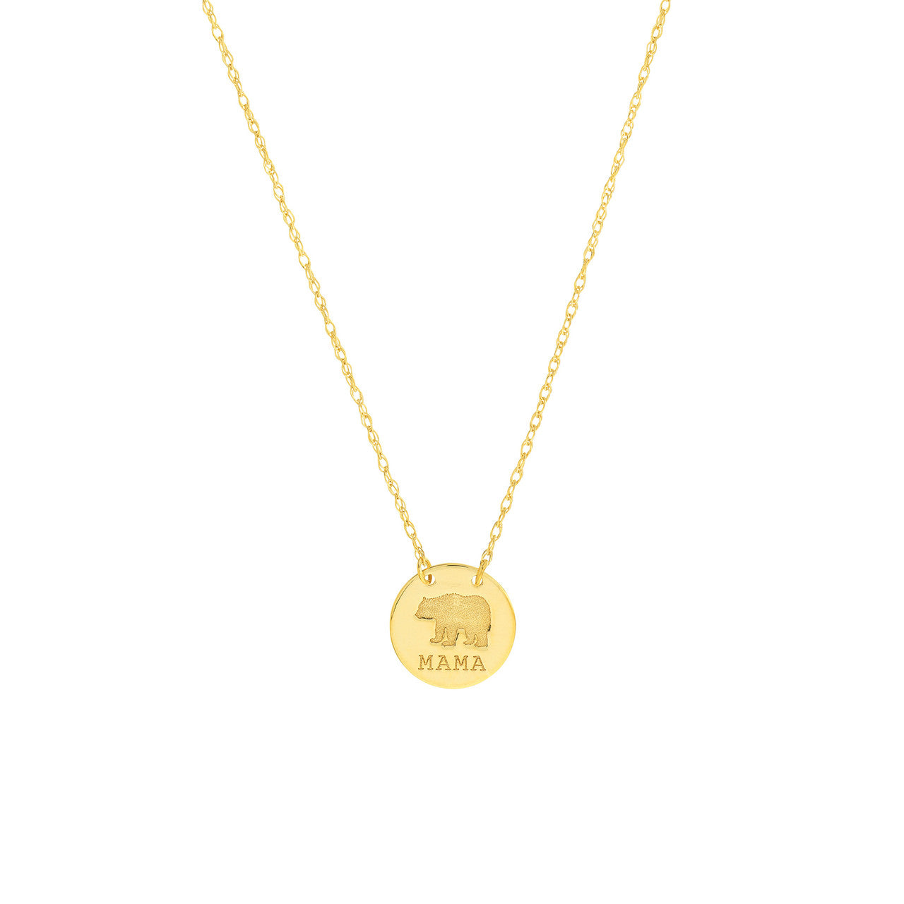 14K Yellow Gold ''Mama'' Bear Pendant Necklace - Queen May
