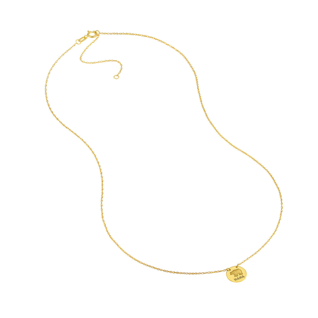 14K Yellow Gold ''Mama'' Bear Pendant Necklace - Queen May