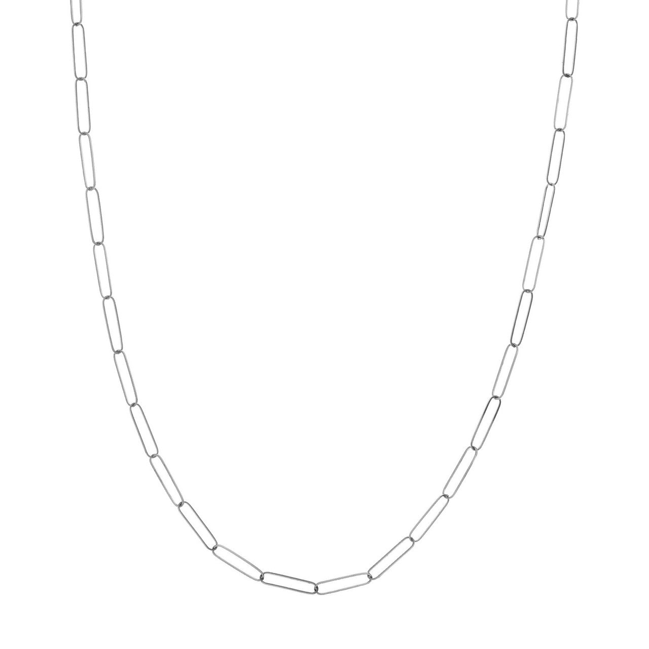 14K Gold Thin 3.4mm Paperclip Chain Necklace - Queen May