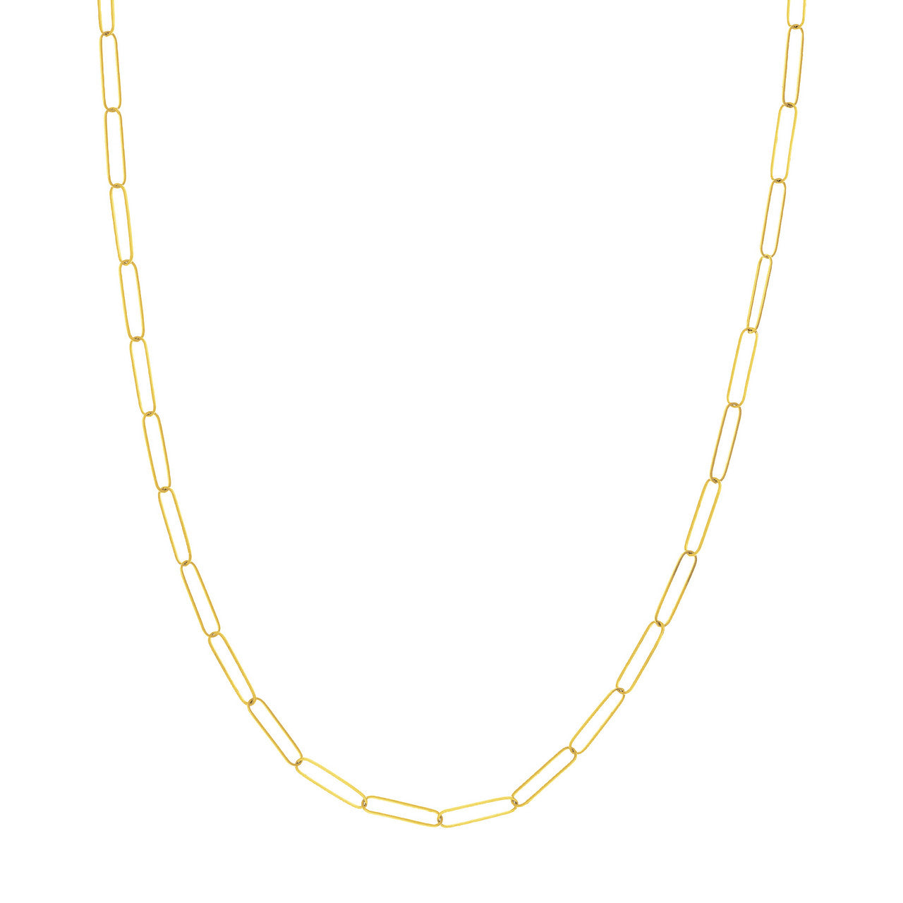 14K Gold Thin 3.4mm Paperclip Chain Necklace - Queen May