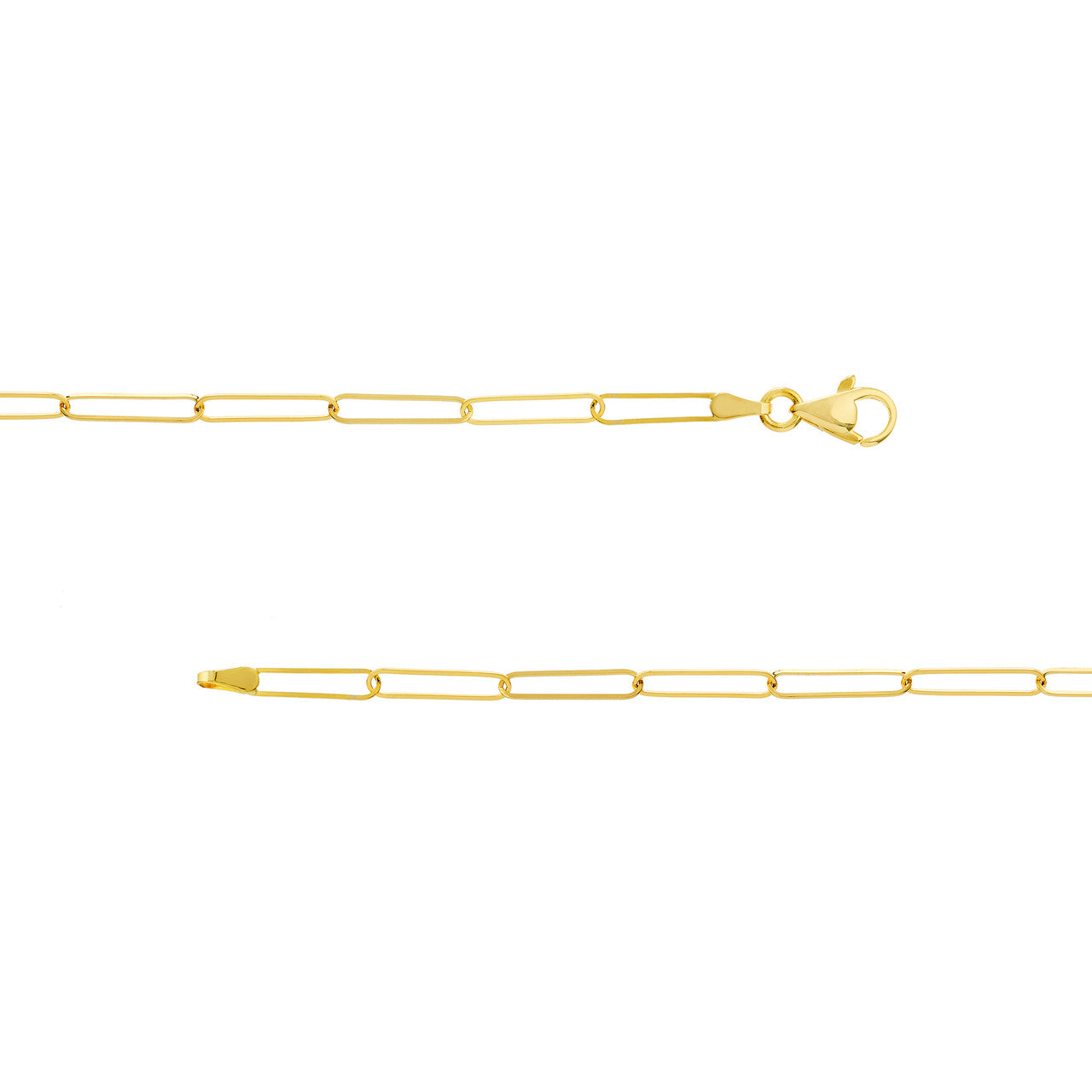 14K Gold Thin 3.4mm Paperclip Chain Necklace - Queen May