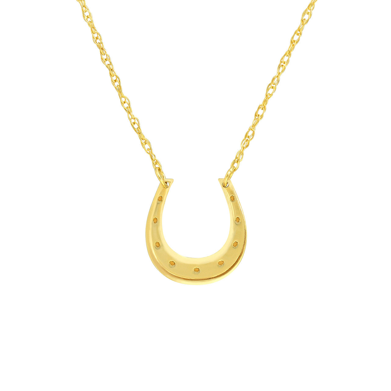 14K Yellow Gold Horseshoe Pendant Necklace - Queen May