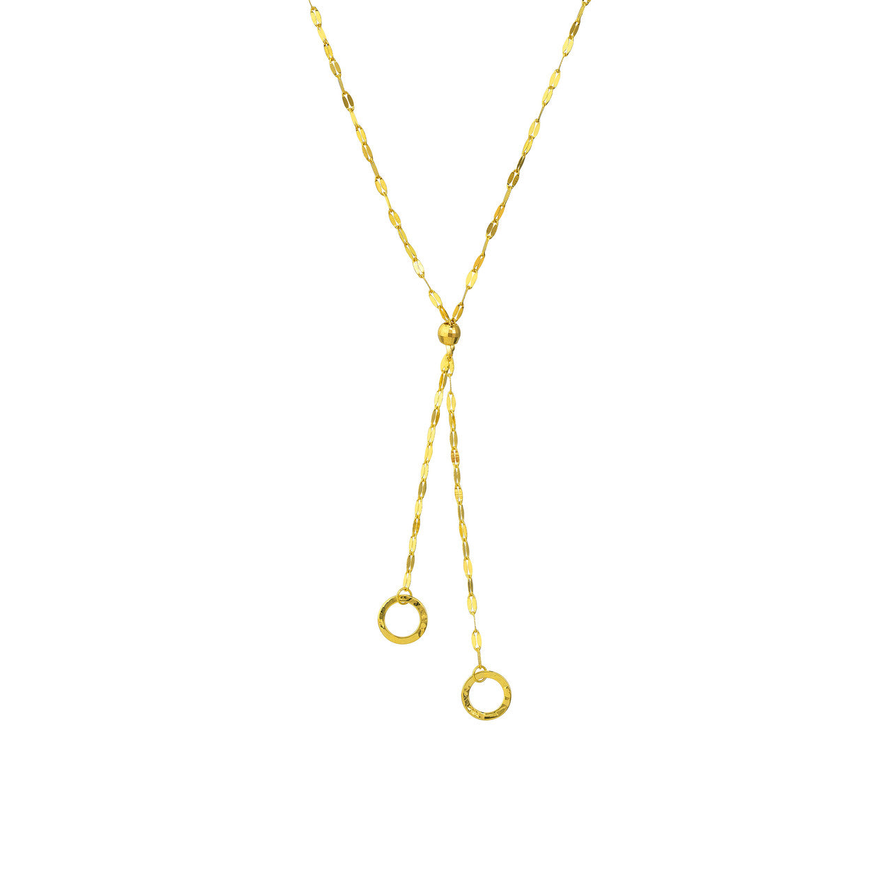 14K Yellow Gold Circle Lariat Necklace - Queen May