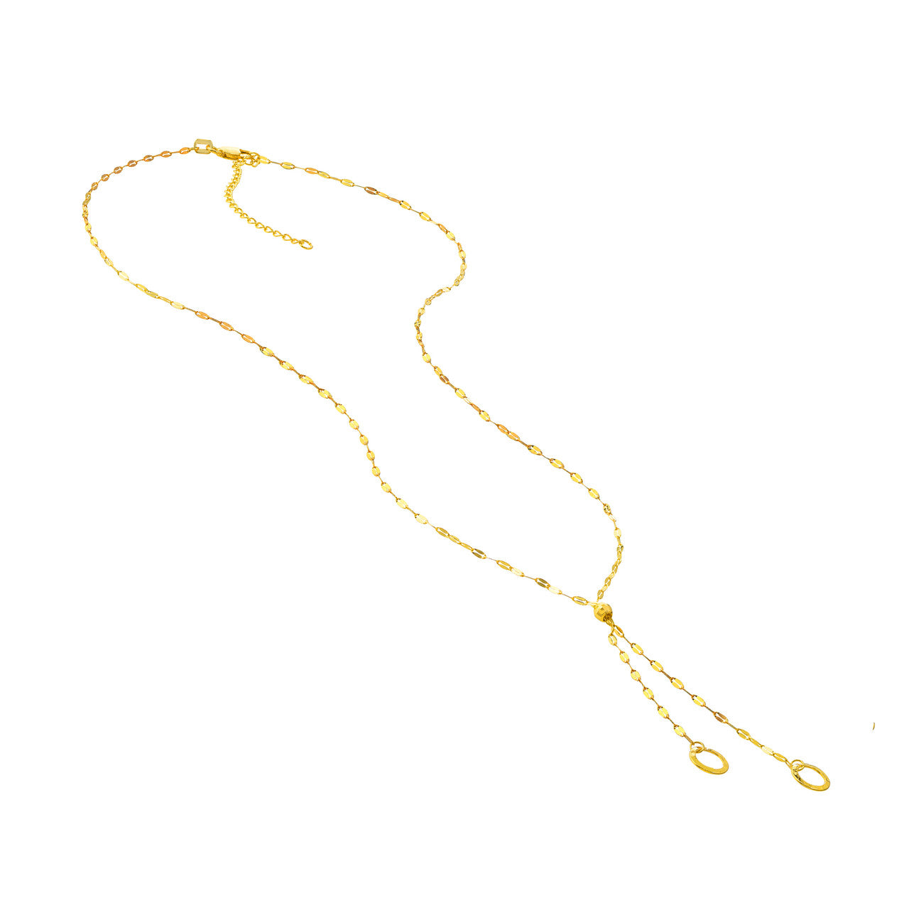 14K Yellow Gold Circle Lariat Necklace - Queen May