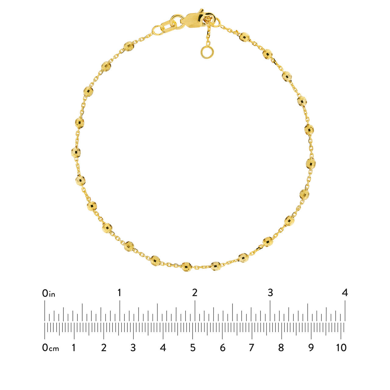 14K Gold Diamond Cut Bead Station Bracelet - Queen May