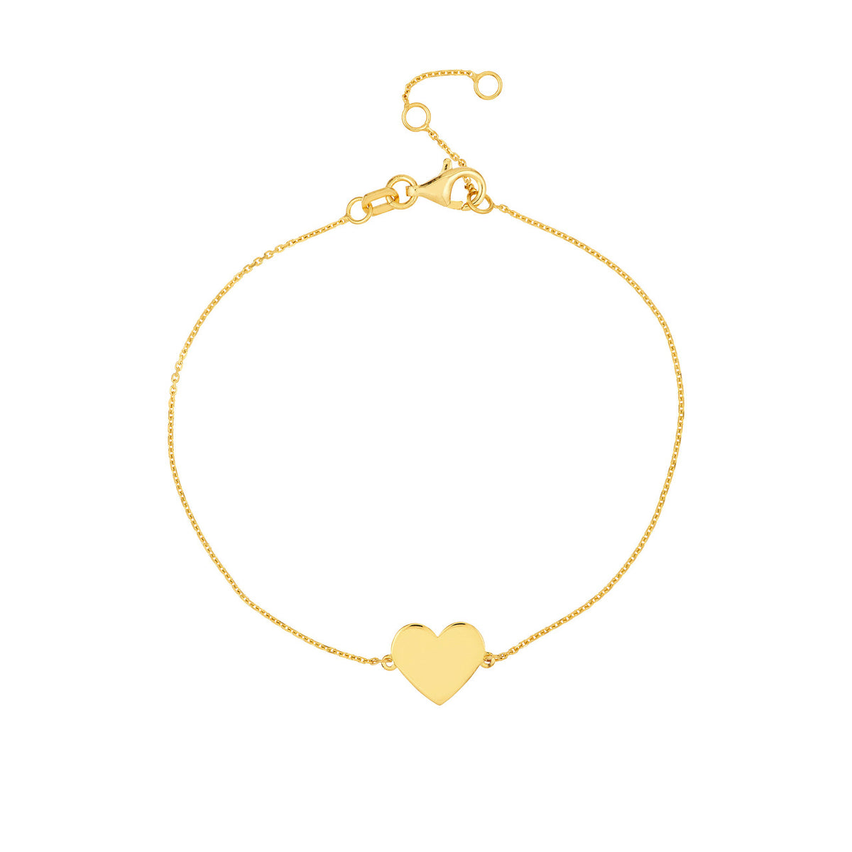 14K Yellow Gold Engravable Simple Heart Bracelet - Queen May
