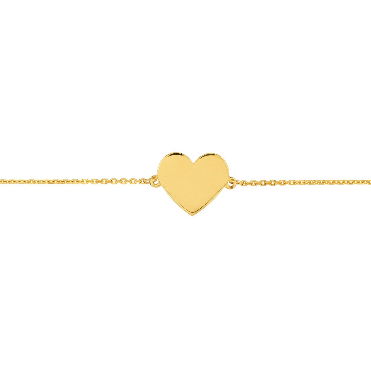 14K Yellow Gold Engravable Simple Heart Bracelet - Queen May