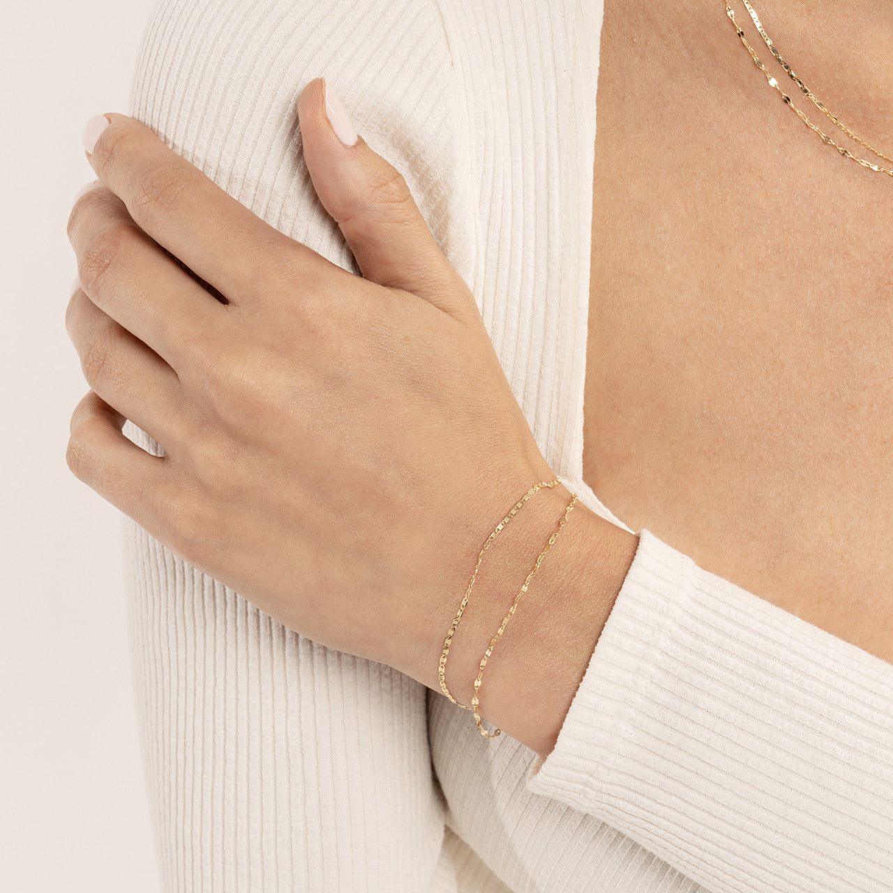 14K Yellow Gold Valentina Chain Double Strand Bracelet - Queen May