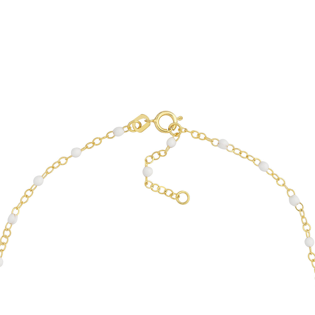 14K Yellow Gold White Enamel Bead Station Bracelet - Queen May