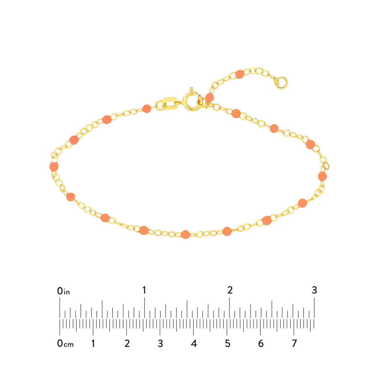 14K Yellow Gold Baby Pink Enamel Bead Station Bracelet - Queen May