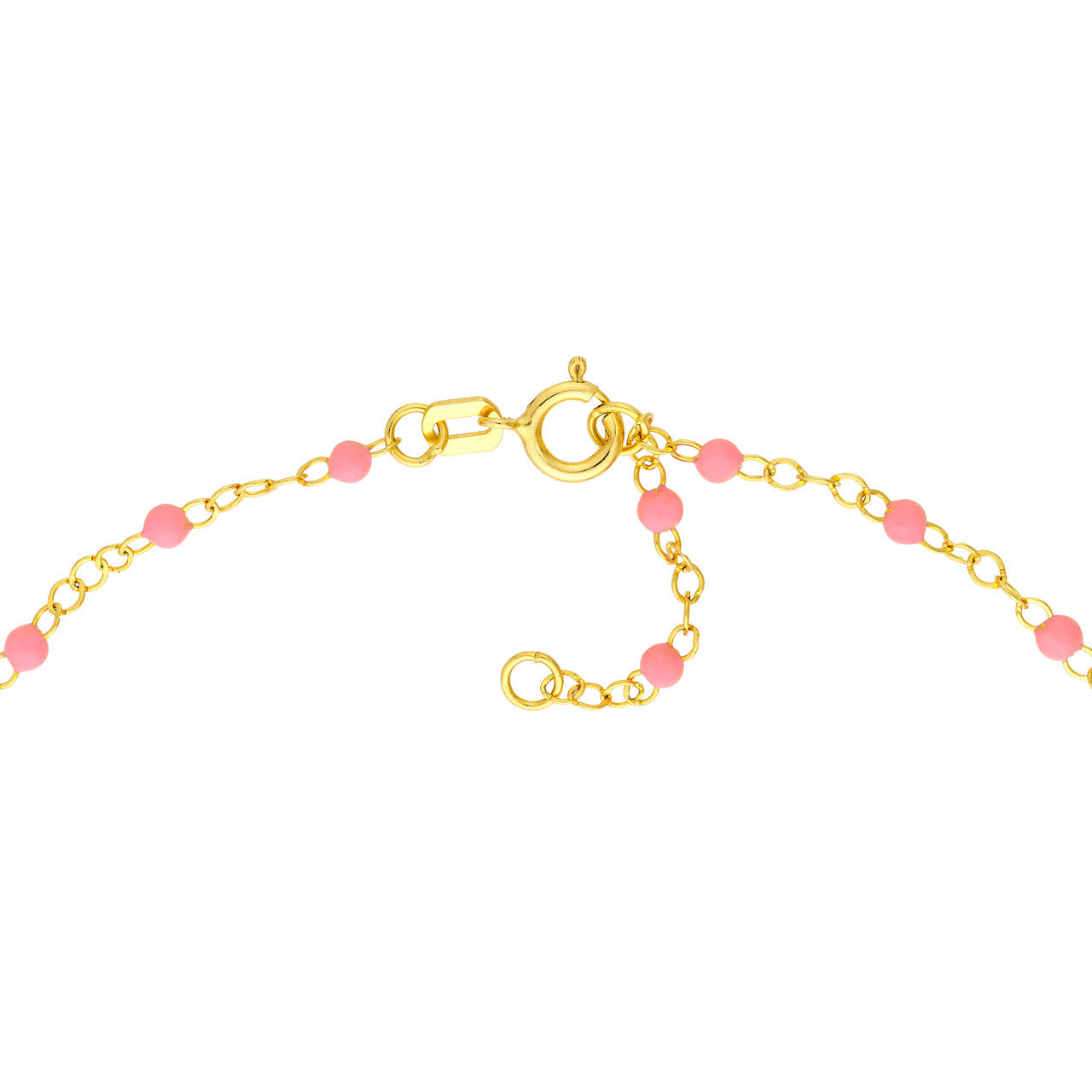 14K Yellow Gold Baby Pink Enamel Bead Station Bracelet - Queen May