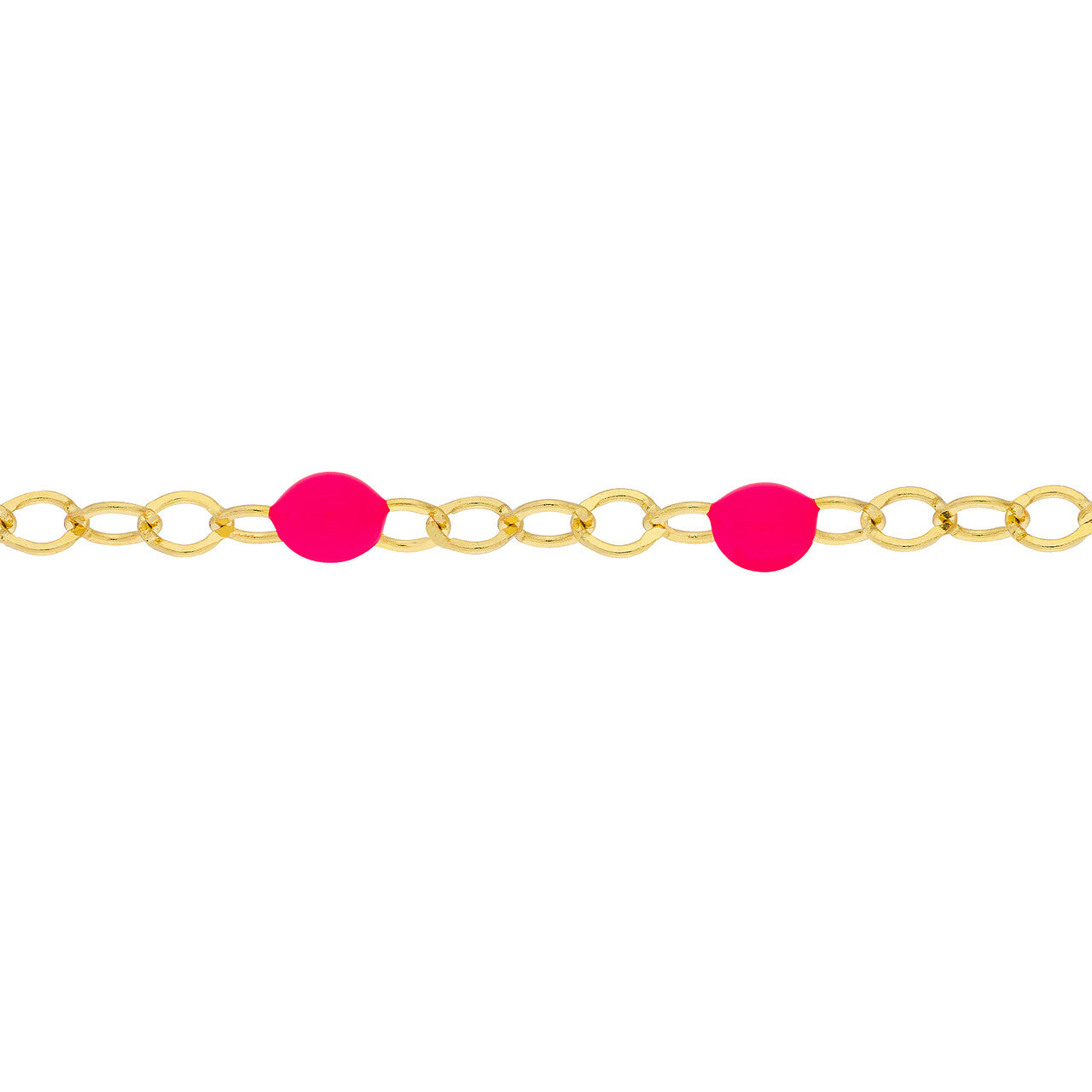 14K Yellow Gold Neon Pink Enamel Bead Station Bracelet - Queen May