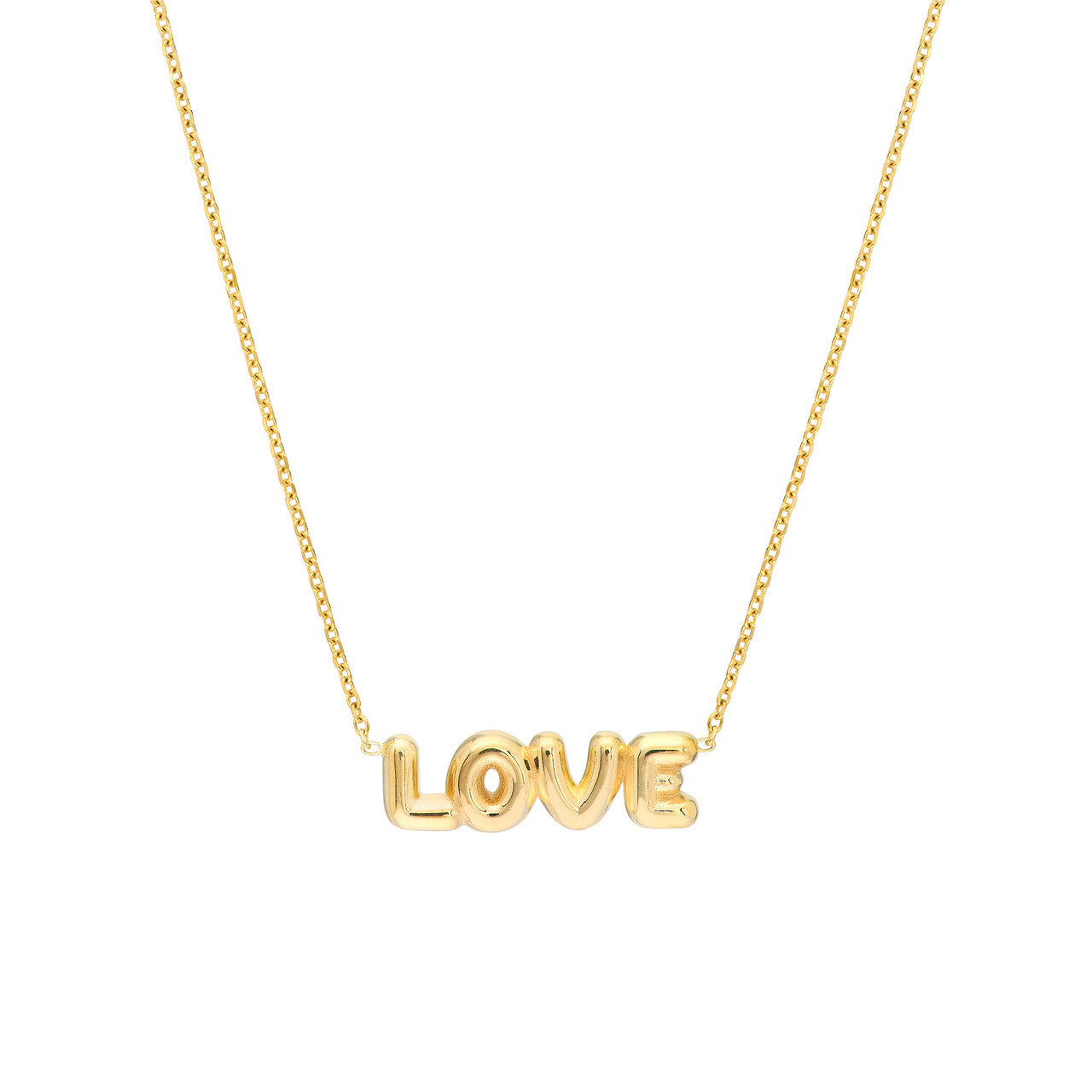 14K Yellow Gold Puff ''Love'' Pendant Necklace - Queen May