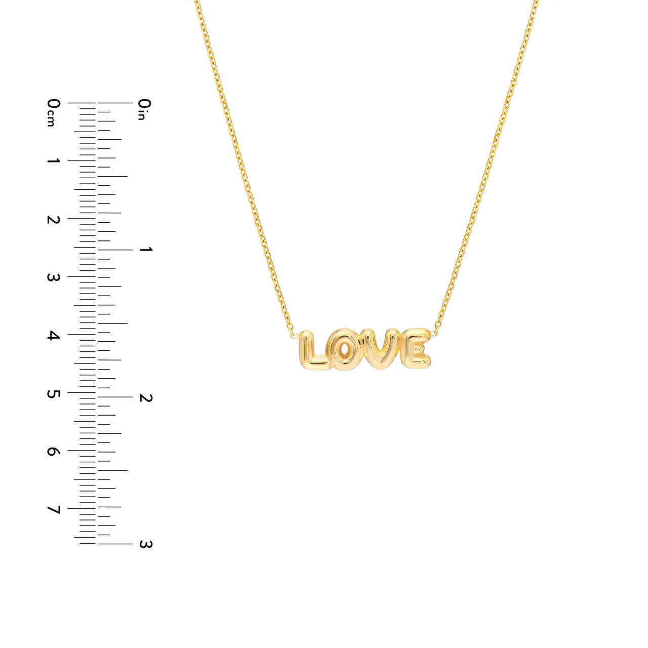 14K Yellow Gold Puff ''Love'' Pendant Necklace - Queen May