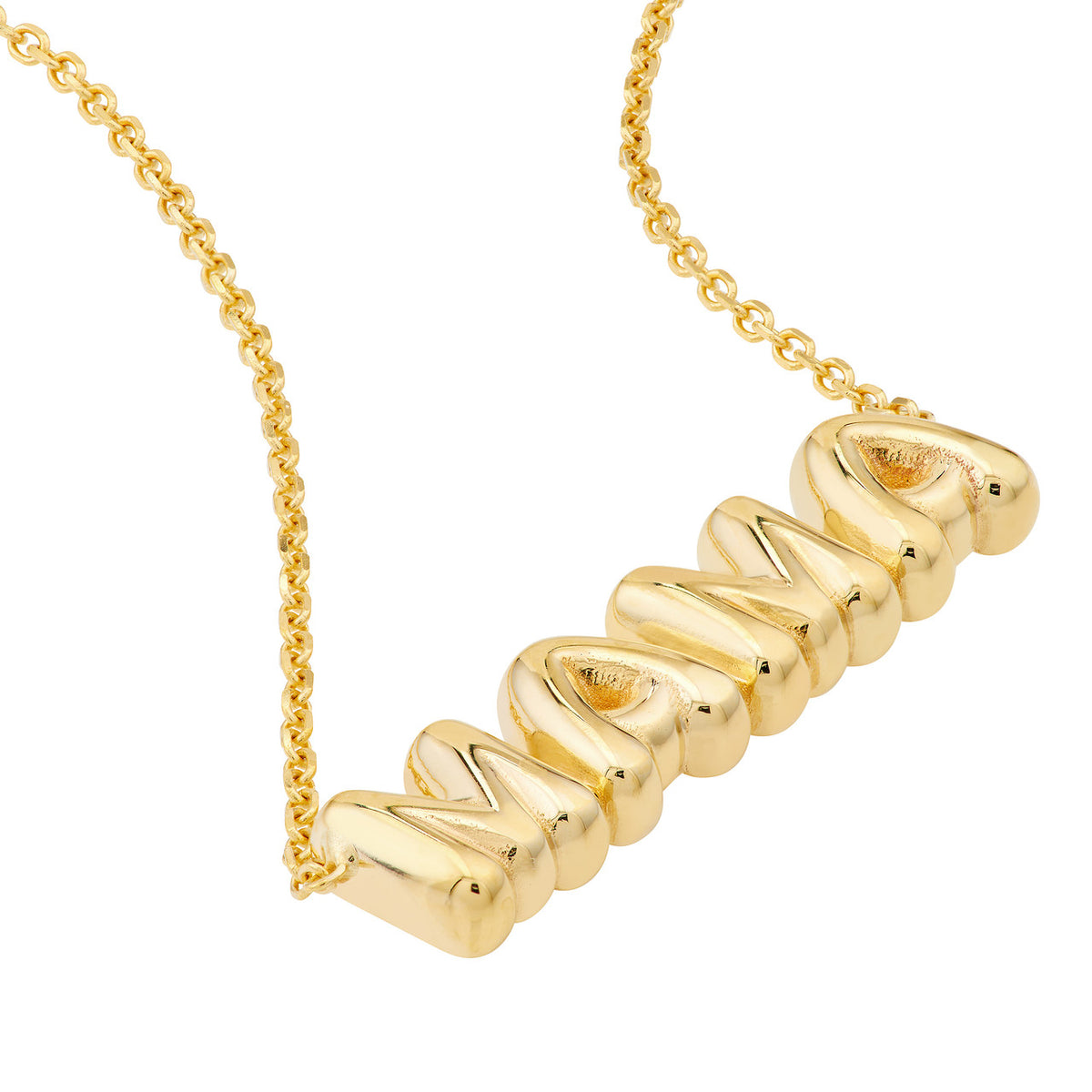 14K Yellow Gold Puff ''Mama'' Pendant Necklace - Queen May