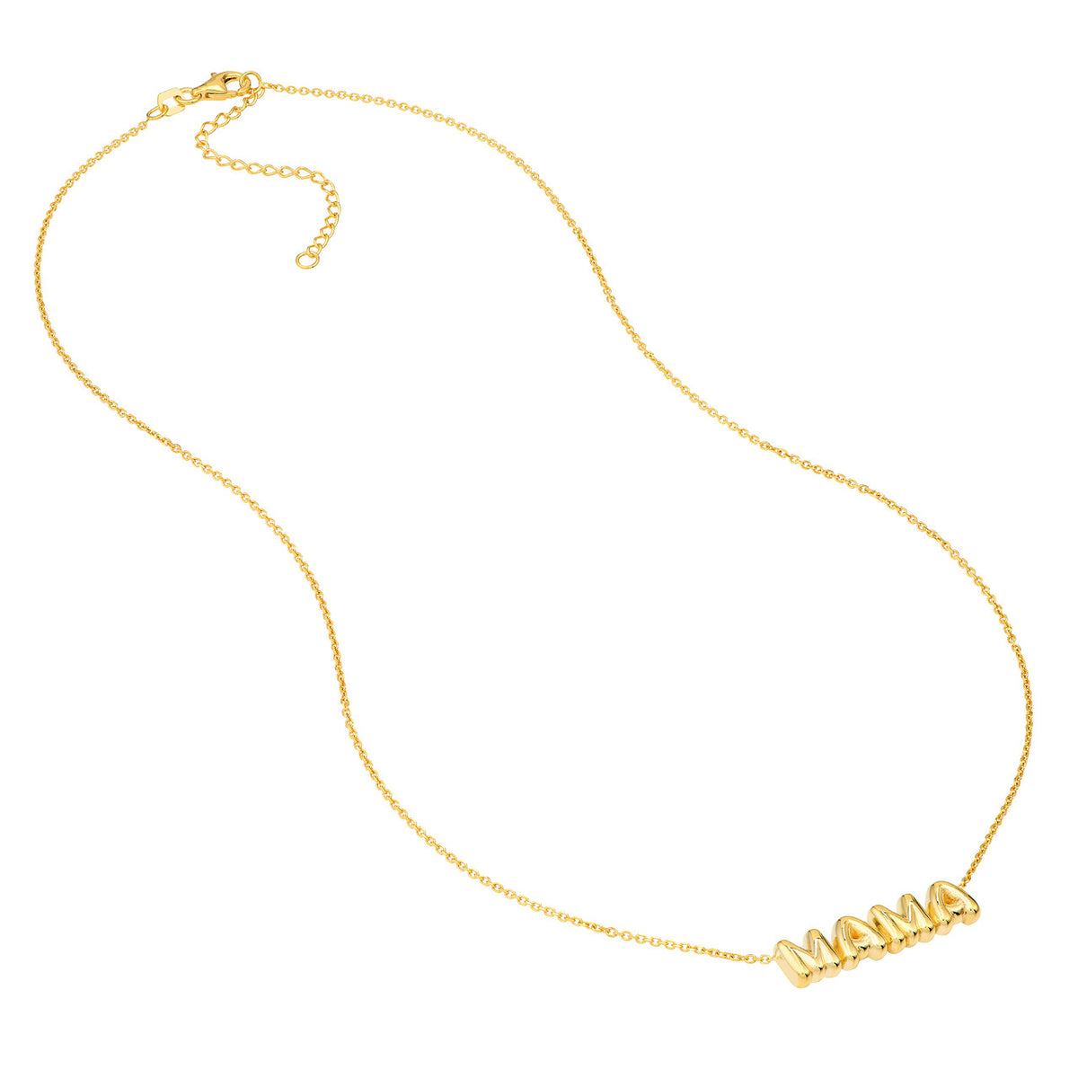 14K Yellow Gold Puff ''Mama'' Pendant Necklace - Queen May