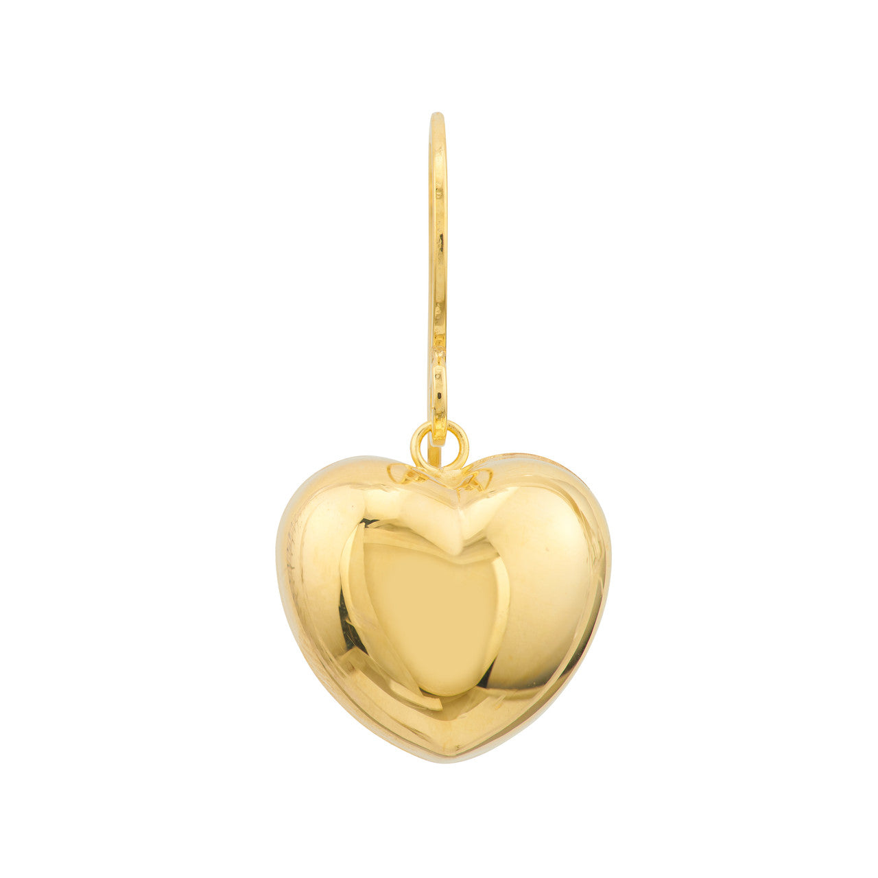 14K Yellow Gold Puffed Heart Fish Hook Earrings - Queen May