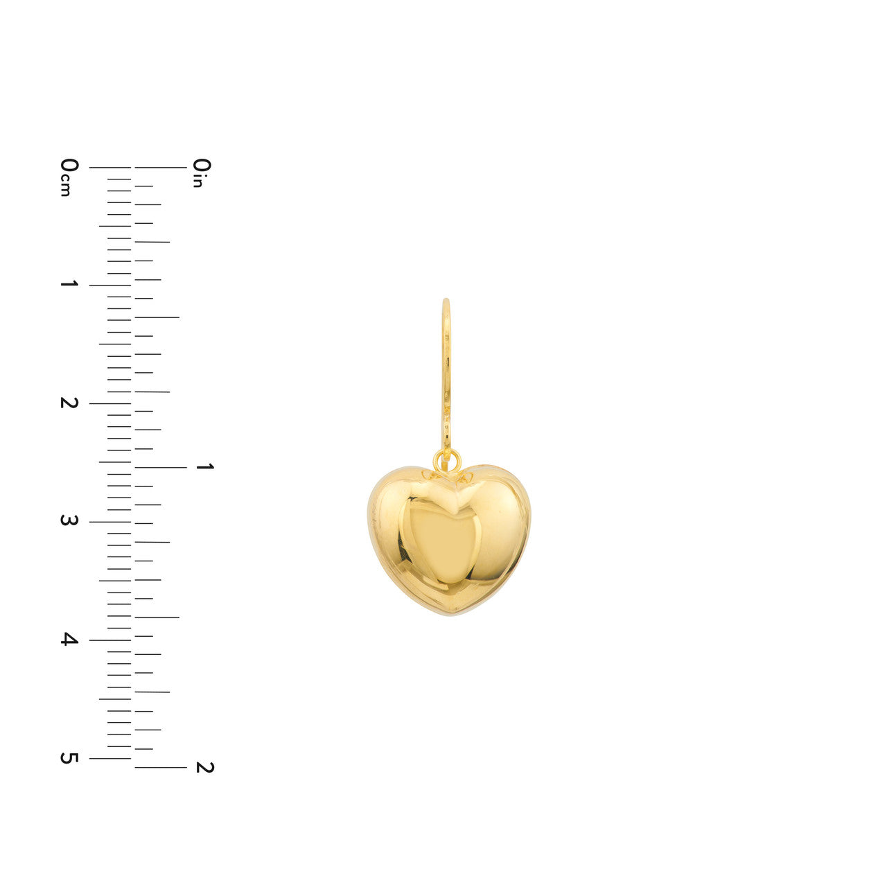 14K Yellow Gold Puffed Heart Fish Hook Earrings - Queen May