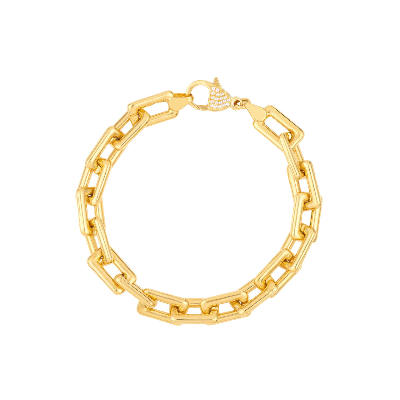 14K Yellow Gold Chunky Paper Clip Bracelet with Diamond Lock - Queen May