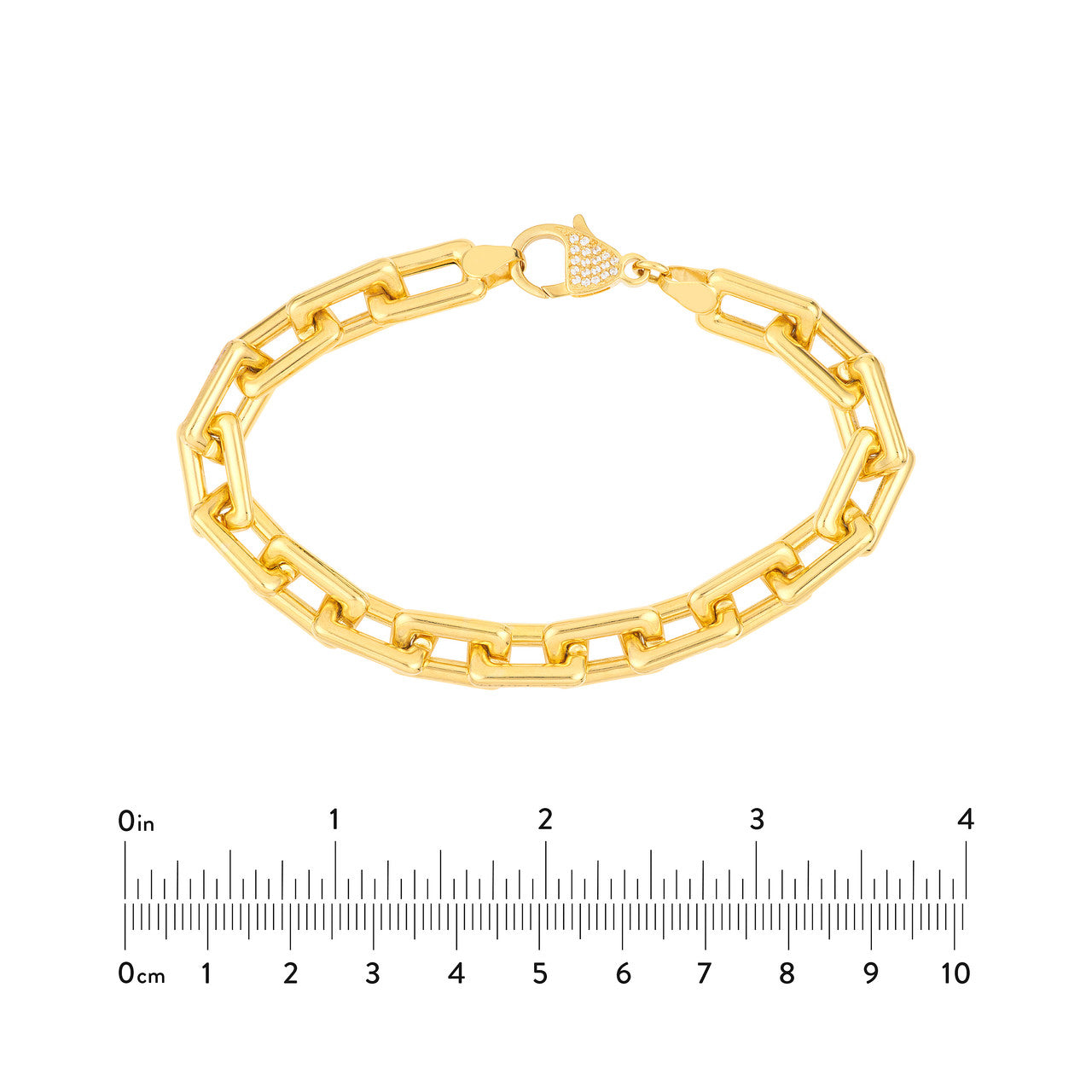14K Yellow Gold Chunky Paper Clip Bracelet with Diamond Lock - Queen May
