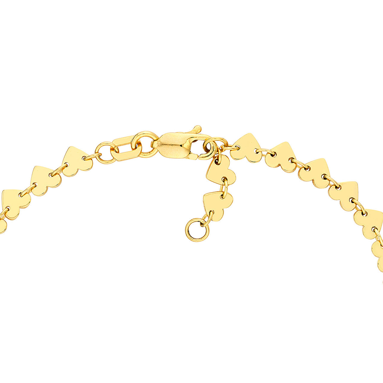 14K Yellow Gold Side by Side Heart Station Bracelet - Queen May