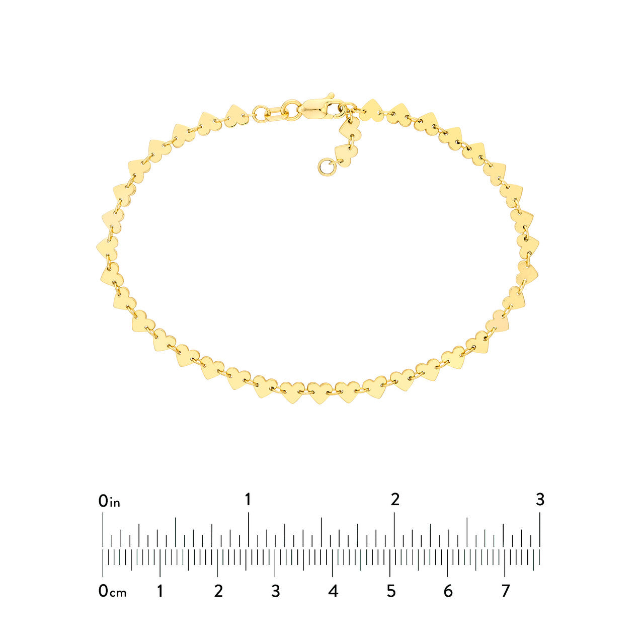 14K Yellow Gold Side by Side Heart Station Bracelet - Queen May