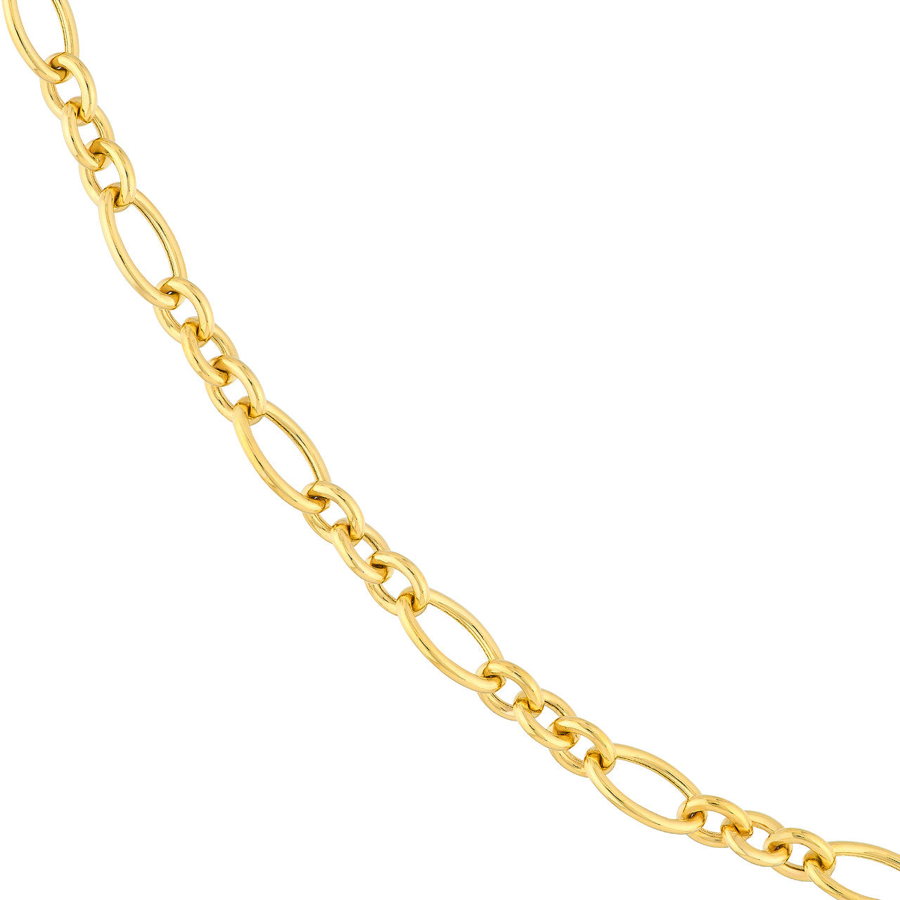 14K Yellow Gold 5.75mm Hollow Fancy Oval Mixed Link Chain Necklace - Queen May