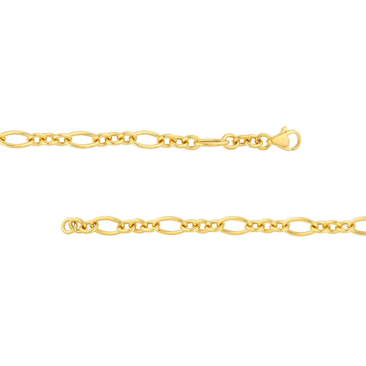 14K Yellow Gold 5.75mm Hollow Fancy Oval Mixed Link Chain Necklace - Queen May