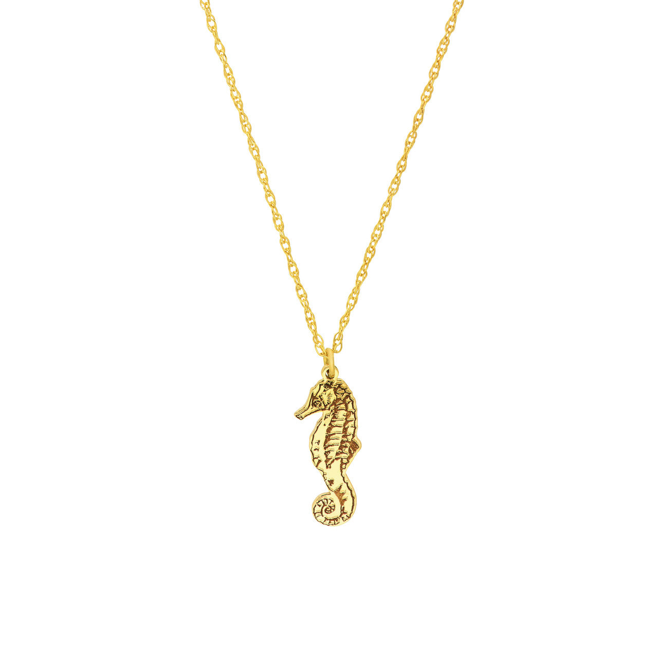14K Yellow Gold Seahorse Pendant Necklace - Queen May