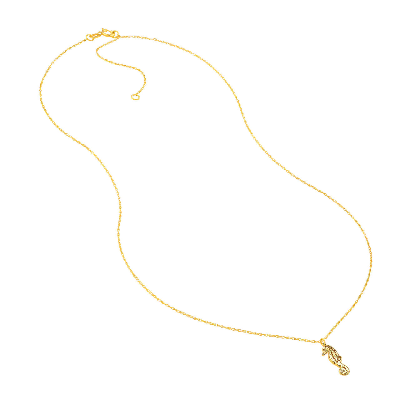 14K Yellow Gold Seahorse Pendant Necklace - Queen May