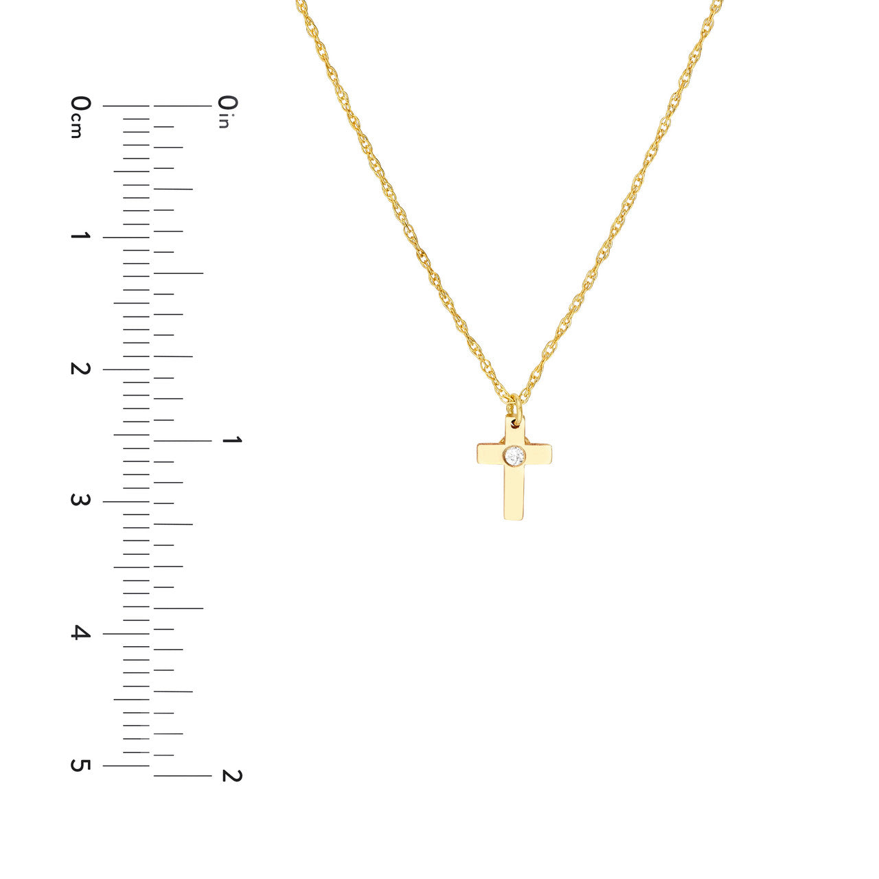 14K Yellow Gold Mini Diamond Cross Pendant Necklace - Queen May