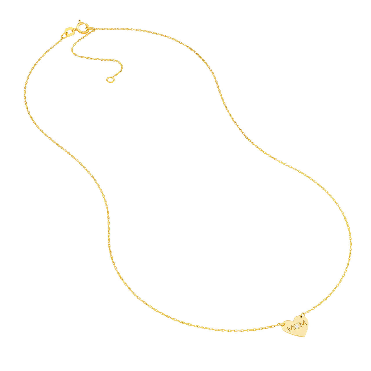 14K Yellow Gold Mom Diamond Pendant Necklace - Queen May