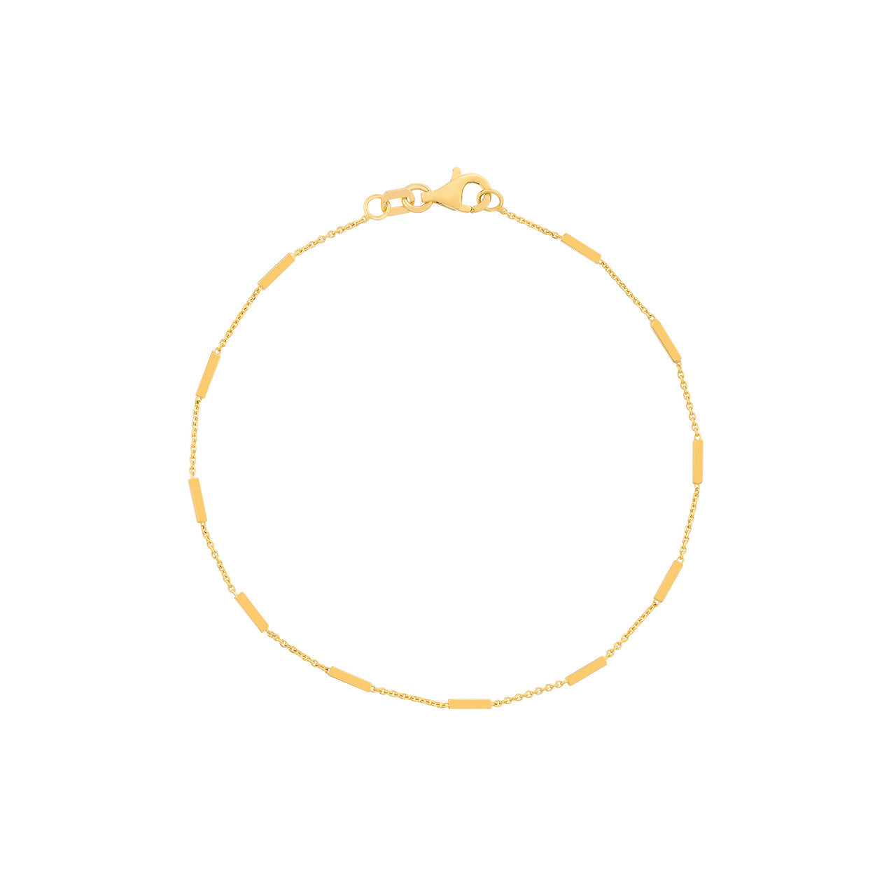 14K Yellow Gold Bar Station Cable Bracelet - Queen May