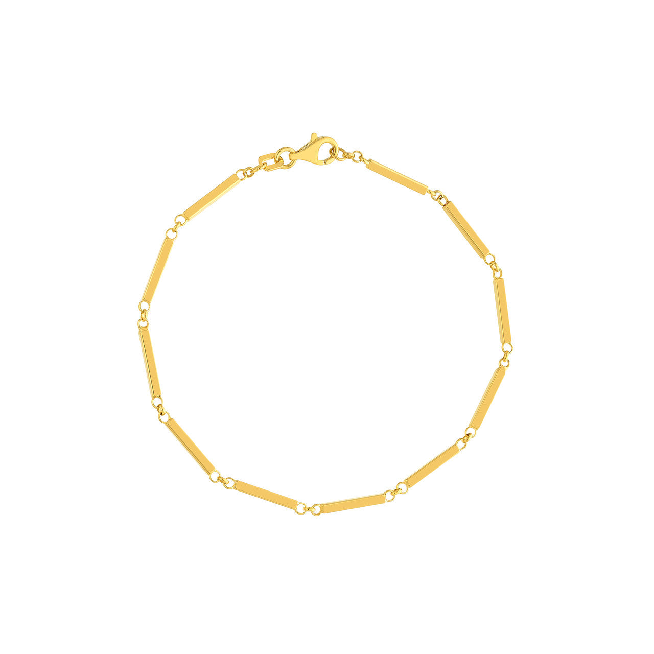 14K Yellow Gold Rectangular Bar Station Bracelet - Queen May