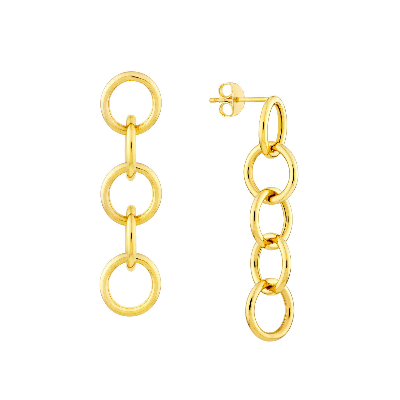 14K Yellow Gold Round Endless Link Dangle Earrings - Queen May