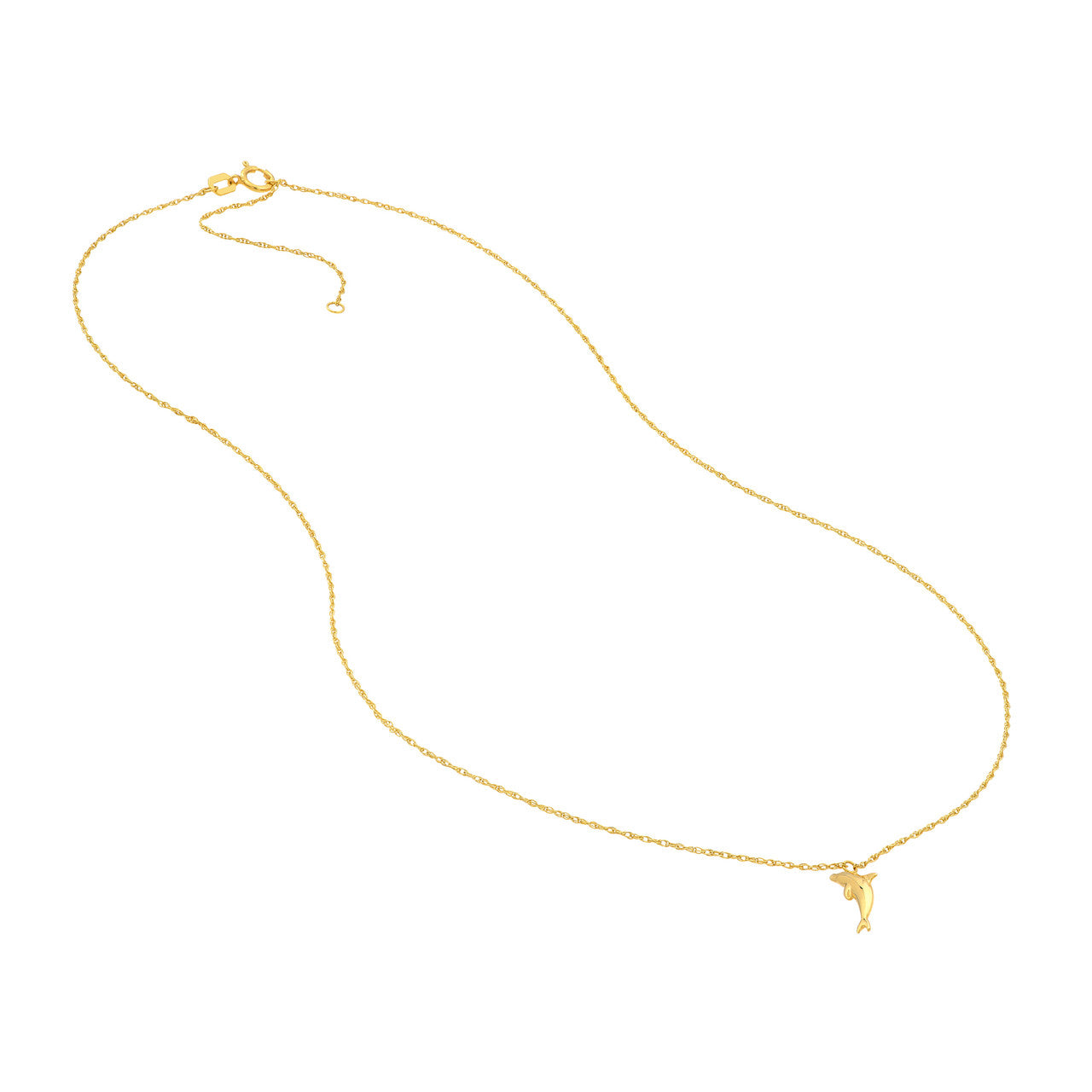 14K Yellow Gold Dolphin Pendant Necklace - Queen May